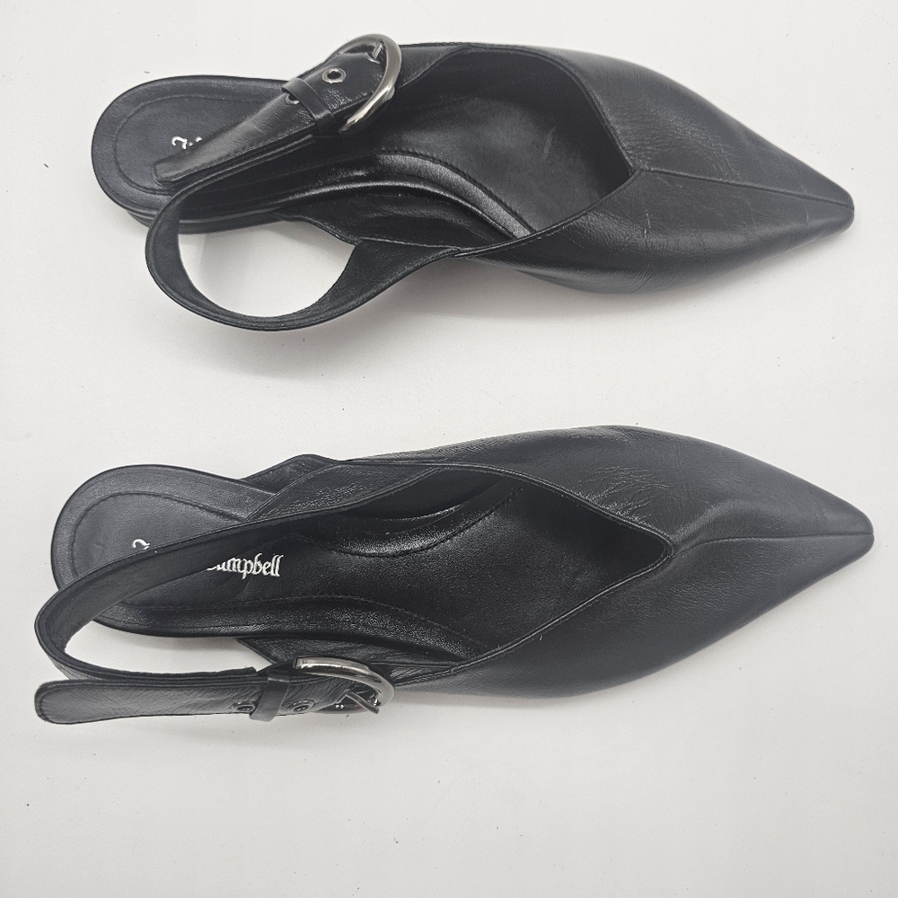 Jeffrey Campbell Black Scone Slingback Pointed Toe Flat Size 7 NWOB Leather - Picture 8 of 11